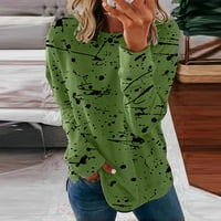 Ženski vrhovi Ležerne prilike s dugim rukavima Odštampana žena Ljetni posadni vrat T-majice zeleno 3xl