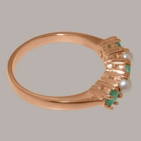 Britanci su napravili prirodni smaragd od 10k ružičastog zlata i kultivirani biser ženski vječni prsten-Opcije