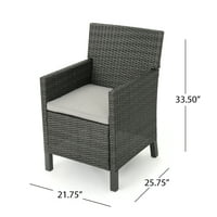 Clarance vanjske pletene trpezarijske stolice sa svijetlo sivim vodootpornim jastucima, Set od 2, siva