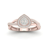 Imperial 1 4CT TDW Diamond 10k Rose Gold kruška u obliku klastera Halo Promise Ring