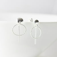 Sterling Silver Circle bar drop naušnica, 11,6 x, sa odbijanjem, žene, djevojke, Unisex