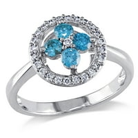 Miabella ženski karat T. G. W. plavo-bijeli dijamant 14kt bijeli Zlatni cvjetni Halo prsten
