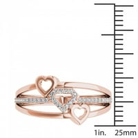 1 10ct TW Diamond 10k Rose Gold složeni srčani modni prsten