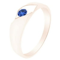 Simulirani plavi safir Solitaire Unise Band prsten 14k ružičasto zlato preko Sterling srebra-10,5