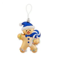 Plavi i bijeli Gingerbread Man Božićni ukras