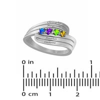 Laserski gravirani porodični prsten sa do četiri kamena rođenja