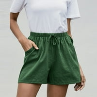 Pamučne kratke hlače za žene elastične strukske vučne strugove Široke kratke hlače od pune ležerne ljetne