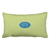 Lime Green Plavi geometrijski monogrami jastučni list jastuk