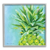 Stupell tropsko plavi ananas voćna hrana i piće slikanje sive uokvirene umjetnosti