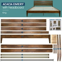 Acacia Emery drveni okvir kreveta sa uključenim uzglavljem-krevet od punog drveta na platformi sa ergonomskim
