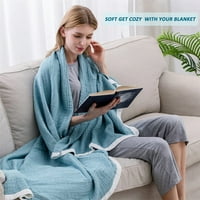 Pamuk muslin pokrivače 4-sloj plave ćebe za kauč za krevet, termički ćebe za odrasle lagane mekane dimnute