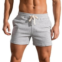 Muške pantalone od čvrstog pamuka u tri tačke sportske elastične kratke hlače sa vezicama do sredine struka
