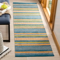 Montauk Maisy Striped Mekani pleteni pamučni tepih za trkač, plava narandžasta, 2'6 10 '
