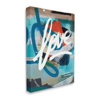 Stupell Industries Graffiti Love Tekst Moderni urbani plavi uzorak Canvas Wall Art, 48, Dizajn Kent Youngstrom