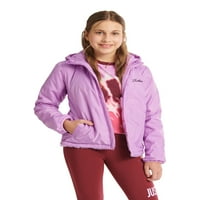 Justice Girls s kapuljačom lagane reverzibilne pune jakne od zip školjke, veličine 5-18