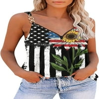 DabuLiu 4. jula Tank Tops žene okruglog vrata Fancy labave Fit Američki SAD zastavu vrhova rukav Patriotski