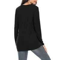 Ersazi Dugi rukav djevojka Ženska Moda V-izrez pulover Dugi rukav čvrsta Casual labava majica na klirensu
