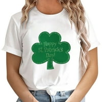 Mikilon Ženska ljetna boja St. Patrick Print CrewNeck Kratki rukav Top majica Žene Žene Tee Majice Plus