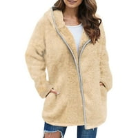 Pedort ženska jesenja Odjeća Sherpa Shacket Jacket topla jesenska zimska jakna Khaki, XL