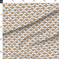 Tkanina od kašike - srednji krug Rainbow Plavi oblak Svijetli šareni ispisani na modernom dresu tkanine