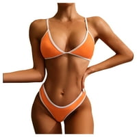 Ženska modna boja blokira dva kupaća kosta špageta remen visoki struk trokut bikini setovi