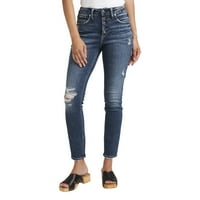 Srebrne Jeans Co. Ženske avery visoke mršave traperice, veličine struka 24-36