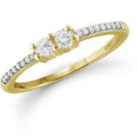 Carat T. W. okrugli rez bijeli dijamant 10kt žuto zlato dva kamena prsten