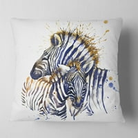 Designart Zebra akvarel desno-jastuk za bacanje životinja - 18x18