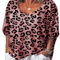 Žene Leopard print rukave V izrez Labavi tunički majica