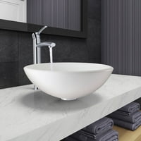Vigo bijeli fenik kameni plovilo u kupaonici i milo slavina postavljena u Chrome finišu