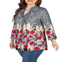 Chama Plus Size rukav bluza košulje za žene V izrez cvjetni tuniki vrhovi
