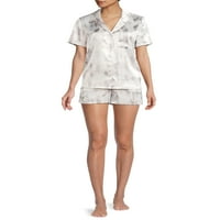 Sealy Sleepwear ženski satenski ovratnik sleep Top i šorc Set pidžame sa jastučnicom, 3 komada