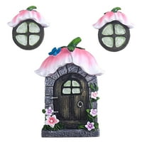 Homemaxs Set Fairy vrata i prozori Vrtna oprema blistaju u tamnom dvorišnom dekoru