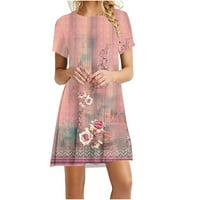 Plaža haljina za žene Casual ljeto trendi Casual cvjetna štampana haljina kratki rukav okrugli vrat Mini