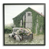 Stupell Industries Magical Farmhouse Barn Green Vine Botanicals Flower Field 24, dizajn Lori Deiter