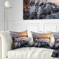 Designart Sunset u Woolacombe Bay Devon UK - jastuk za bacanje na obalu mora-18x18