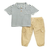 easy-peasy dječji dječak Terry Polo i teretni džogeri Outfit Set, 2 komada, veličine 12M-5T