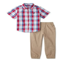 Wrangler dječaci kratki rukavi tkana košulja sa tkanim pantalonama Set, veličine 12m-5T