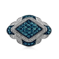 JewelersClub 0. Sterling srebrna 1. Carat plavi i bijeli dijamantni prsten za žene