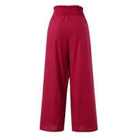 Eashery Capri pantalone za žene Dressy Visoke elastične stručne ženske pantalone Lanene kapri hlače za