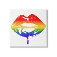 Stupell Indtries Rainbow napućene usne Retro Cosmetic Drip Kiss, 30, dizajn Amaya