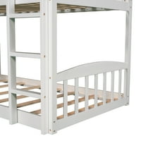 Aukfa podni krevet na sprat, drveni okvir kreveta na sprat sa toboganom i merdevinama, dvostruki preko