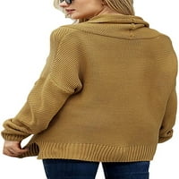 Danceemangoos Ženska kornjača iz vrata dugih rukava Duljina duljina Chunky pleteni puloveri džemperi