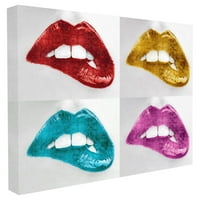 Kolekcija Dekor Stupell Home Glam modni metalni usne usne u četiri boje Zidna umjetnost