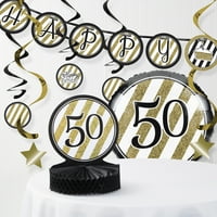 Crni i zlatni 50. rođendanski ukrasi Kit