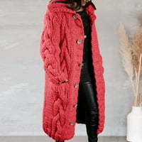 Vedolay Ležerne jakne Ženski modni casual dugih rukava Otvoreno prednje poslovne jakne sa džepovima, crveni