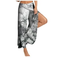 Sksloeg ženske hlače mramorne tiskane vike struka pantalone s podijeljenim hlačama s velikim hlačama,