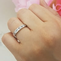 DazzlingRock kolekcija 10k princeza Akvamarin i bijeli dijamantski ženski obljetni prsten za slaganje,