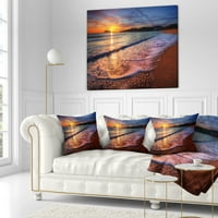 Designart pjenasti valovi na prekrasnom zalasku sunca - jastuk za bacanje mora-16x16