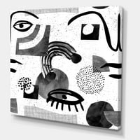 Designart 'Collage of Eyes And Doodles In Contemporary Style II' Modern Canvas Wall Art Print